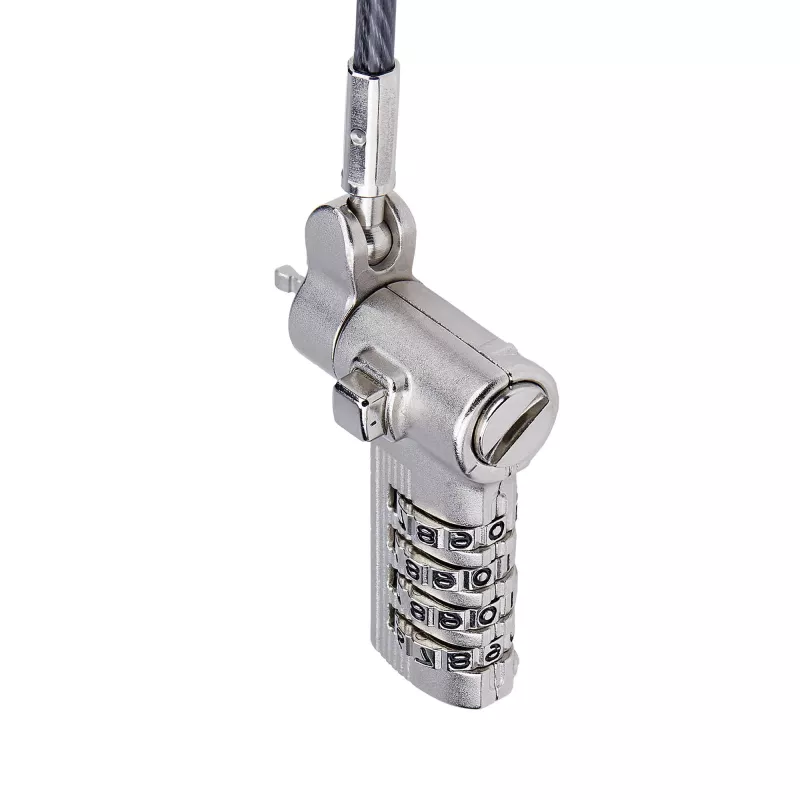 StarTech.com Universal Laptop kabel Lock 6.6ft (2m), Serialized Security kabel for Notebook, Kompatybilny w/Noble Wedge®/Nano/K-Slot; Keyless Combination kabel, TAA