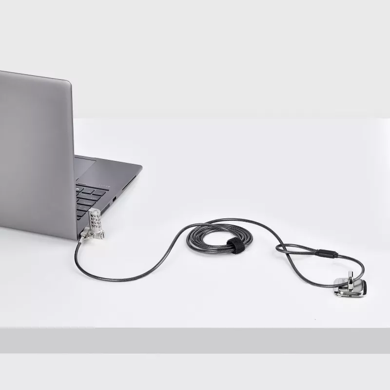 StarTech.com Universal Laptop kabel Lock 6.6ft (2m), Serialized Security kabel for Notebook, Kompatybilny w/Noble Wedge®/Nano/K-Slot; Keyless Combination kabel, TAA