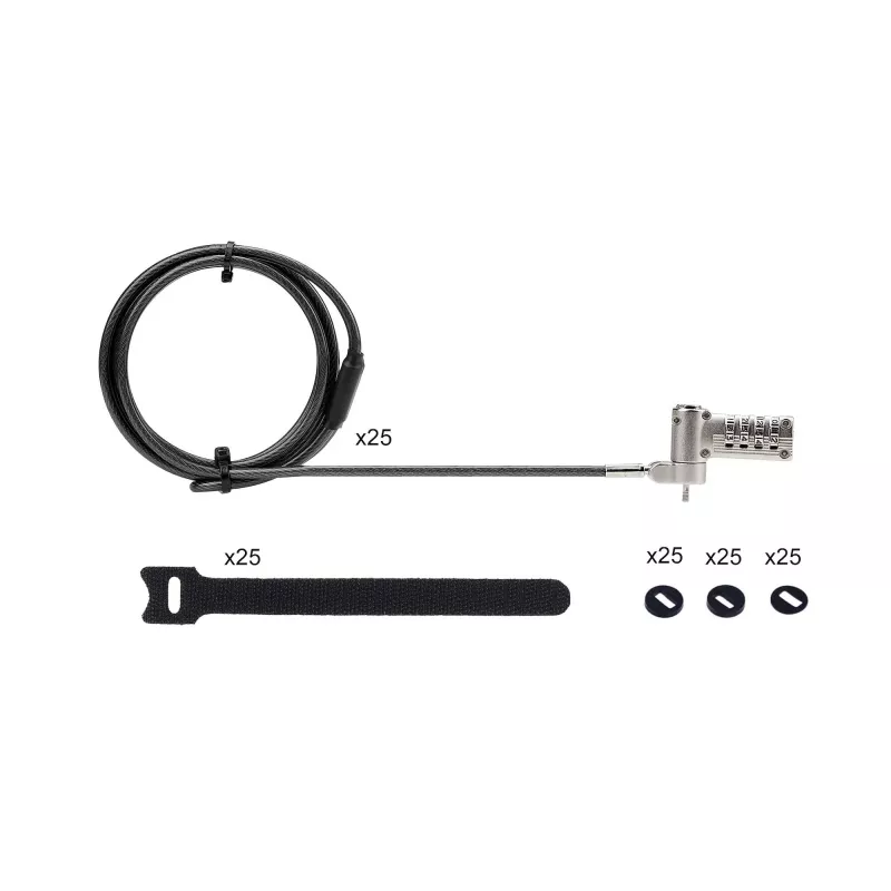 StarTech.com Universal Laptop kabel Lock 6.6ft (2m), Serialized Security kabel for Notebook, Kompatybilny w/Noble Wedge®/Nano/K-Slot; Keyless Combination kabel, TAA
