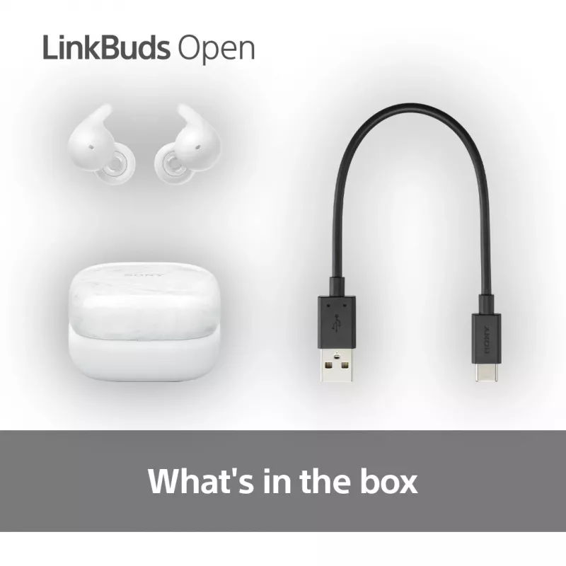 Bezprzewodowy zestaw słuchawkowy douszny Sony LinkBuds Open WFL910W — Bluetooth, 20–20000 Hz, zasięg 10 m, biały