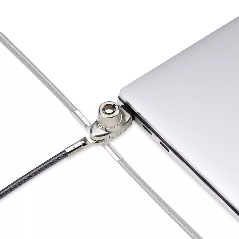 StarTech.com cienki Lock Noble Wedge® Slot Kompatybilny, 5ft (1.5m) Linka blokująca, Antykradzieżowe zabezpieczenie biurkowe do laptopa/notebooka, Odporna na przecięcie linka stalowa, Zamek na klucz