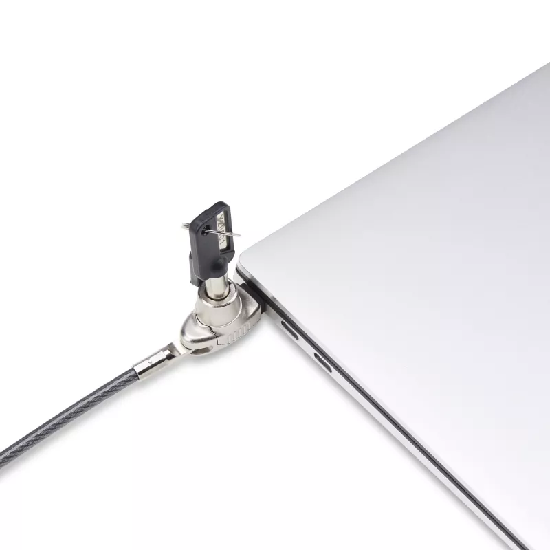 StarTech.com cienki Lock Noble Wedge® Slot Kompatybilny, 5ft (1.5m) Linka blokująca, Antykradzieżowe zabezpieczenie biurkowe do laptopa/notebooka, Odporna na przecięcie linka stalowa, Zamek na klucz