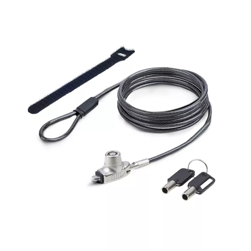 StarTech.com cienki Lock Noble Wedge® Slot Kompatybilny, 5ft (1.5m) Linka blokująca, Antykradzieżowe zabezpieczenie biurkowe do laptopa/notebooka, Odporna na przecięcie linka stalowa, Zamek na klucz
