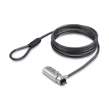 StarTech.com cienki Lock Nano Slot Kompatybilny, linka zabezpieczająca 2 m, zabezpieczenie biurkowe przed kradzieżą do laptopa/notebooka, stalowa linka odporna na przecięcie, zamek 4-cyfrowy