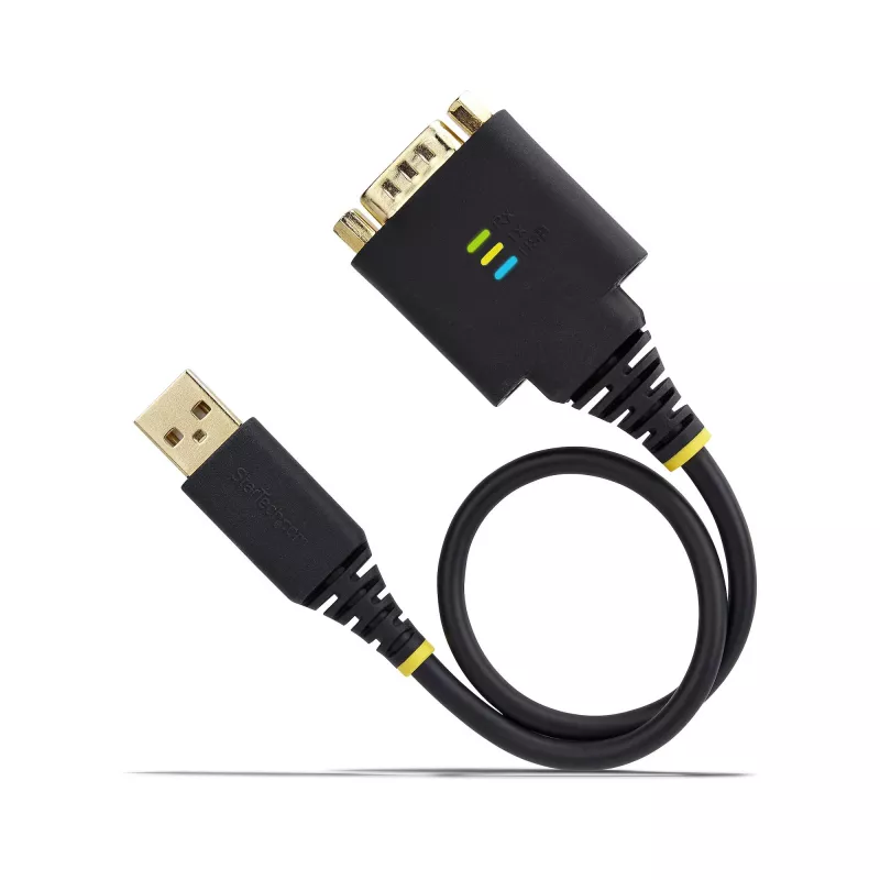 StarTech.com 1ft (30cm) adapter kablowya USB na RS232, zachowanie COM, wymienne nakrętki/śruby, USB-A na DB9 RS232, układ FTDI, ochrona ESD, Windows/macOS/Linux