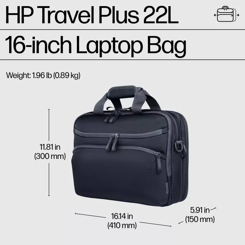 Torba na laptopa HP Travel Plus 22 l 16 cali Aktówka Monochromatyczna