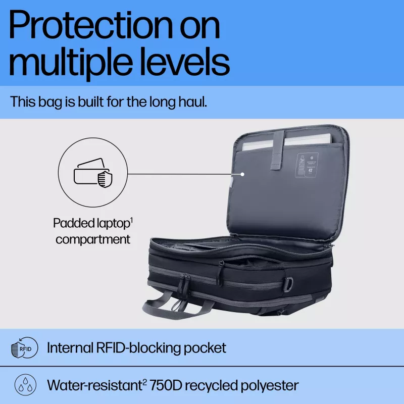 Torba na laptopa HP Travel Plus 22 l 16 cali Aktówka Monochromatyczna