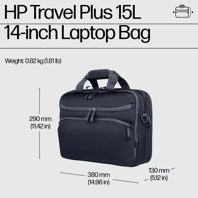 Torba na laptopa HP Travel Plus 15L 14-calowa Aktówka 820g Monochromatyczna