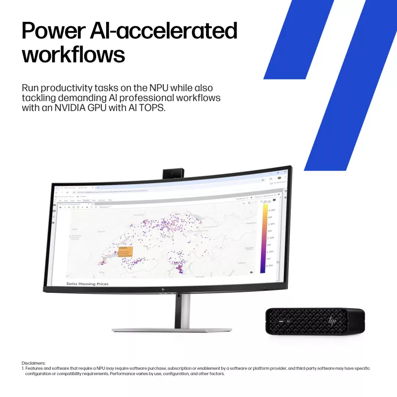 HP Z2 G1i Intel Core Ultra 9 285K 64 GB DDR5-SDRAM NVIDIA RTX 2000 Ada Windows 11 Pro Mini PC Stacja robocza AI, AI PC