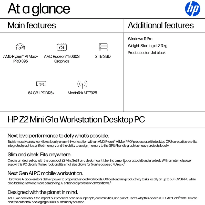 Stacja robocza HP Z2 Mini G1a Procesor Intel 16 GB RAM 2 TB SSD Windows 11 Pro