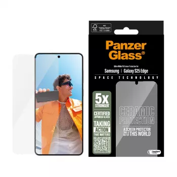 PanzerGlass ® Ceramic Ochrona ekranu Samsung S25 Edge | Ultra-Wide Fit z EasyAligner