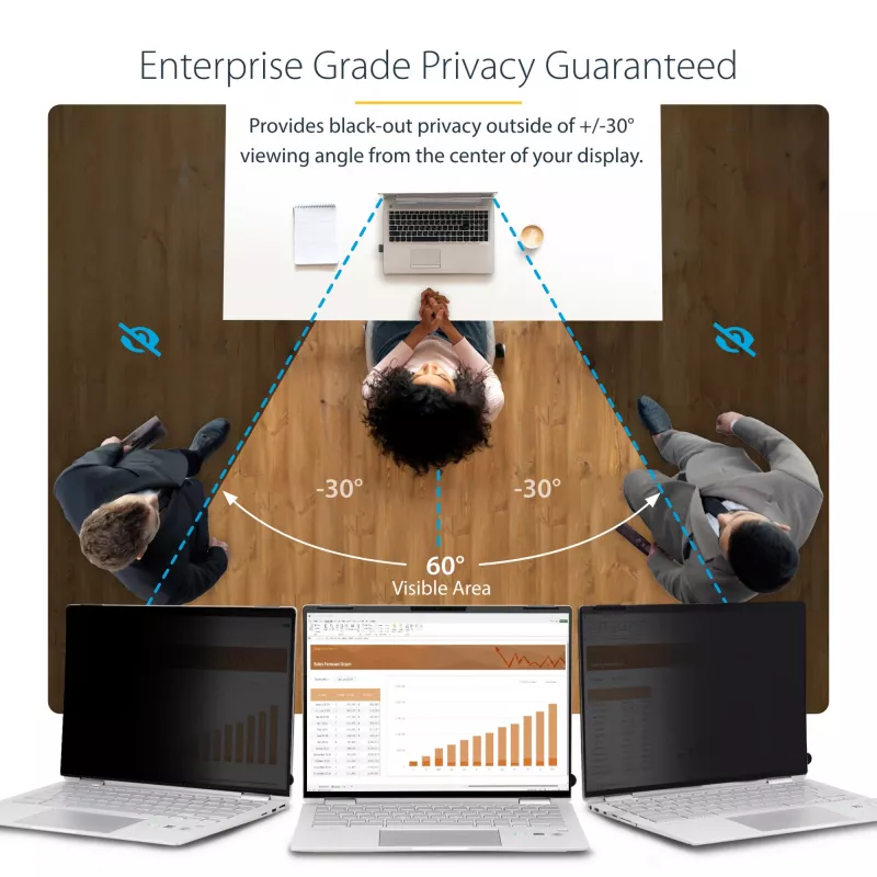 StarTech.com 14-calowy 16:9 Flip-Over ekran prywatyzujący z dotykiem, antyodblaskowy filtr prywatyzujący, ochraniacz ekranu do laptopa z redukcją niebieskiego światła o 51%