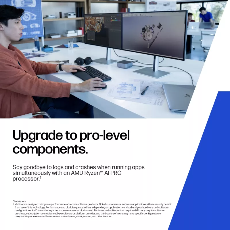 HP ZBook 8 G1ak Copilot+ PC AMD Ryzen AI 7 PRO 35,6 cm (14 cali) Ekran dotykowy WUXGA 32 GB DDR5-SDRAM Wi-Fi 7 (802.11be) Windows 11 Pro Stacja robocza AI, AI PC