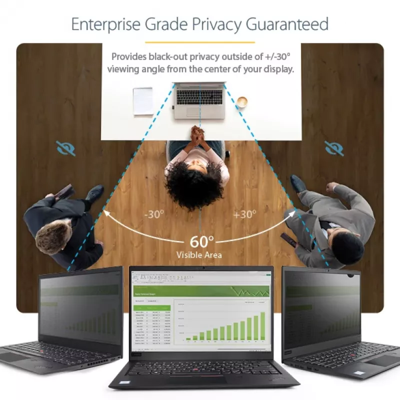 StarTech.com 15,6-calowy złoty filtr prywatyzujący do laptopa 16:9, odwracalny filtr o zwiększonej prywatności, komputerowy filtr bezpieczeństwa, zdejmowana osłona/ekran ochronny, +/- 30°