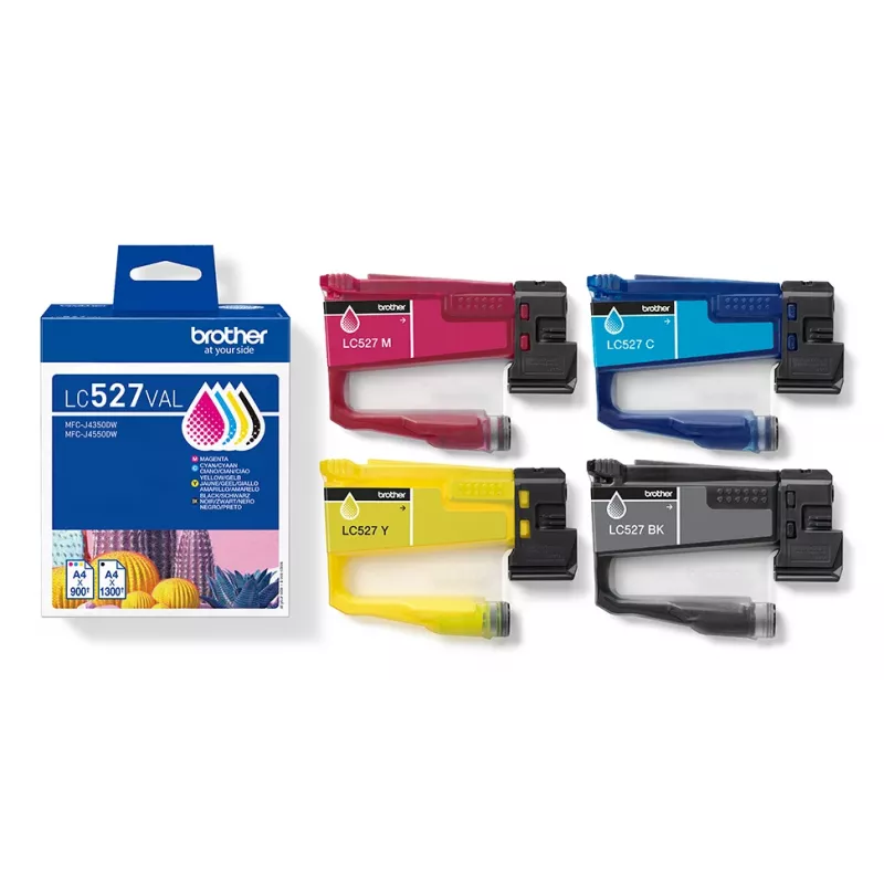 Zestaw wkładów atramentowych Brother LC527VAL CMYK – 1×1300, 3×900 stron