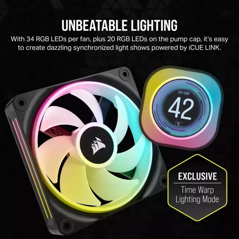 Corsair iCUE LINK H100i LCD RGB chłodzenie wodne AIO do procesora, 240 mm
