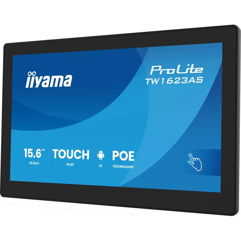 Monitor komputerowy iiyama TW1623AS-B3P 39,6 cm (15,6 cala) 1920 x 1080 pikseli Full HD LED z ekranem dotykowym, czarny