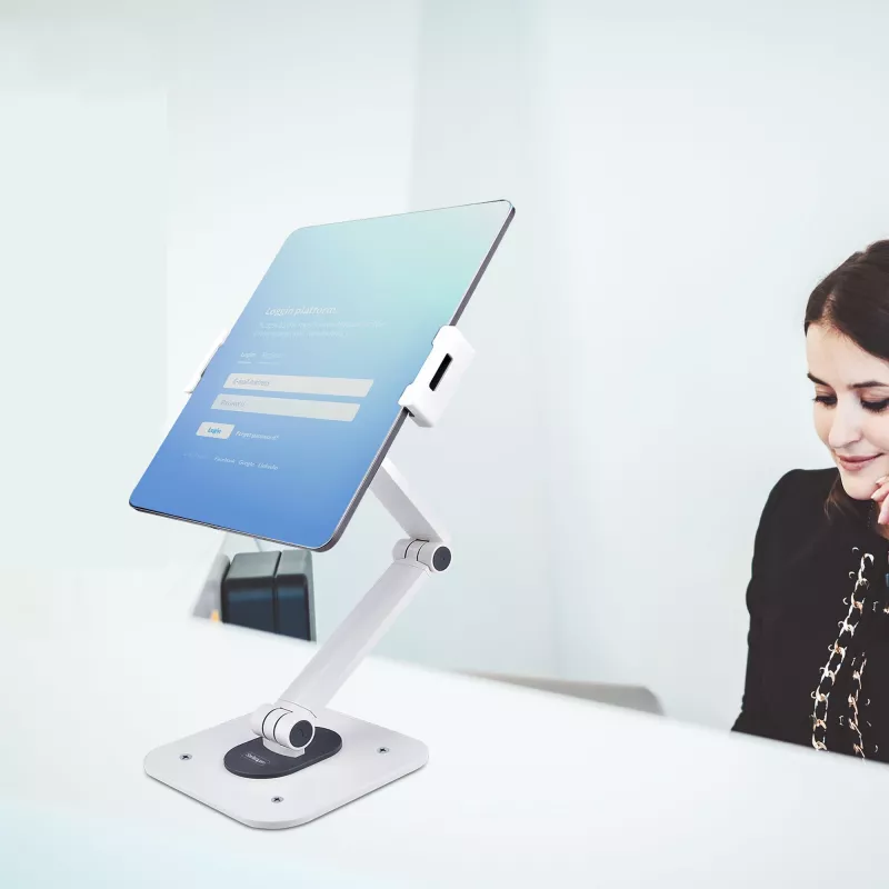 StarTech.com Regulowany stojak na tablet do biurka - Możliwość montażu na ścianie - Udźwig 1 kg - Ergonomiczny uniwersalny stojak na tablet z przegubami - Uchwyt na tablet do biurka z obrotem/przechyłem/rotacją