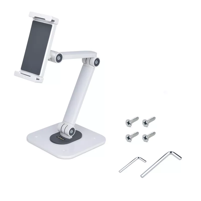 StarTech.com Regulowany stojak na tablet do biurka - Możliwość montażu na ścianie - Udźwig 1 kg - Ergonomiczny uniwersalny stojak na tablet z przegubami - Uchwyt na tablet do biurka z obrotem/przechyłem/rotacją