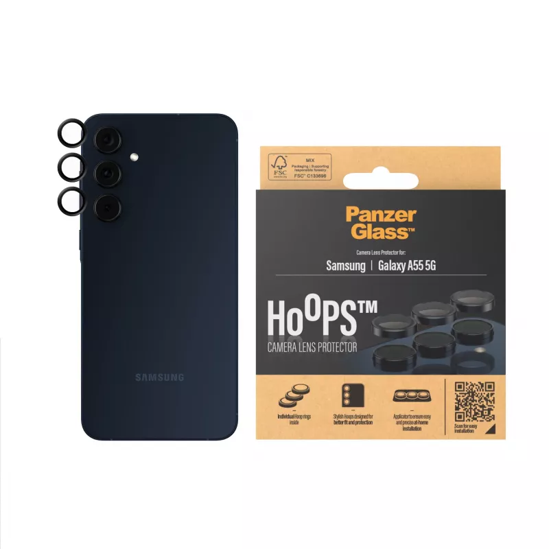 Ochronny pierścień na obiektyw aparatu PanzerGlass ® Hoops® Czarny Samsung Galaxy A55 5G