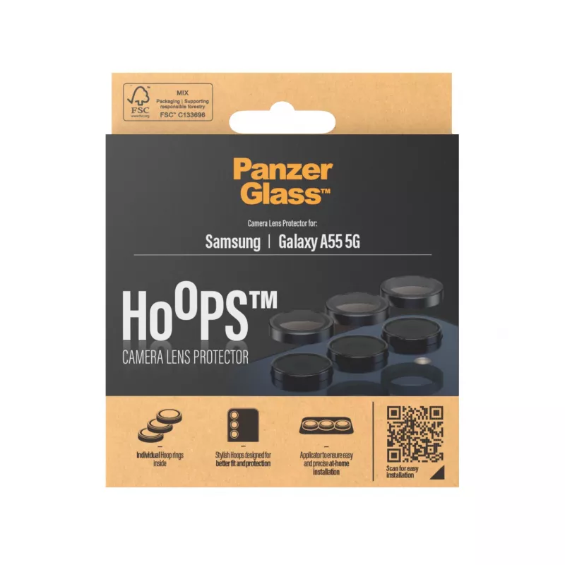 Ochronny pierścień na obiektyw aparatu PanzerGlass ® Hoops® Czarny Samsung Galaxy A55 5G