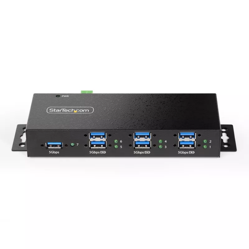 StarTech.com 5G7AINDRM-USB-A-HUB koncentrator interfejsów USB 3.2 Gen 1 (3.1 Gen 1) Type-B 5000 Mbit/s Czarny