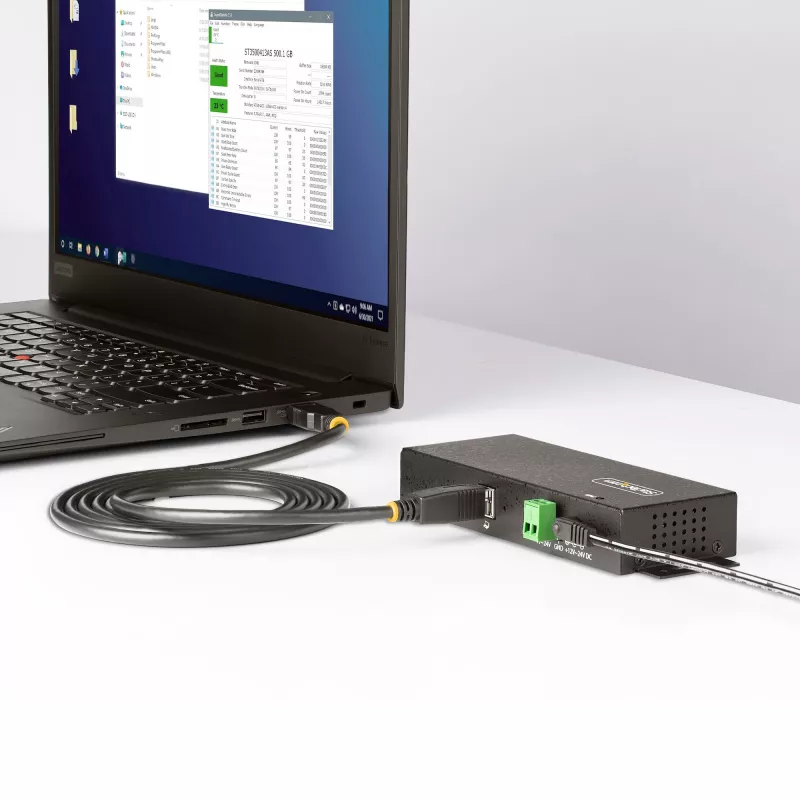 StarTech.com 5G7AINDRM-USB-A-HUB koncentrator interfejsów USB 3.2 Gen 1 (3.1 Gen 1) Type-B 5000 Mbit/s Czarny