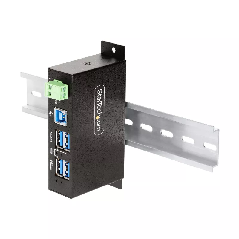 StarTech.com 5G4AINDRM-USB-A-HUB koncentrator interfejsu USB 3.2 Gen 1 (3.1 Gen 1) Type-B 5000 Mbit/s Czarny