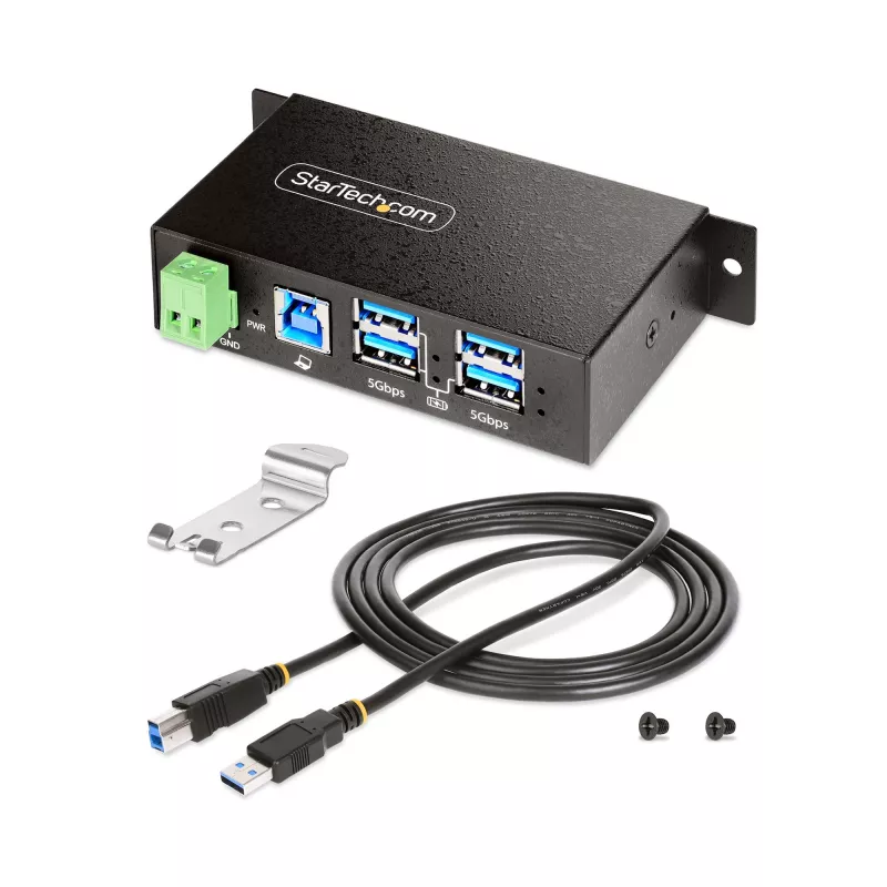 StarTech.com 5G4AINDRM-USB-A-HUB koncentrator interfejsu USB 3.2 Gen 1 (3.1 Gen 1) Type-B 5000 Mbit/s Czarny