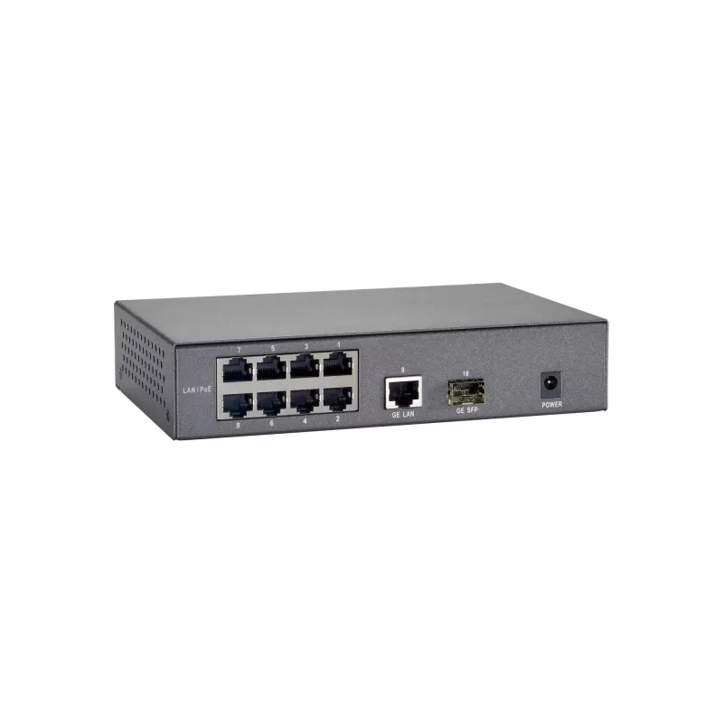 LevelOne 10-portowy szybki przełącznik Ethernet PoE, 1 x Gigabit RJ45, 1 x Gigabit SFP, 8 wyjść PoE, 120 W