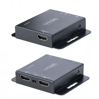 StarTech.com Przedłużacz HDMI 4K przez kabel Ethernet CAT6/CAT5, Przedłużacz wideo 4K 30 Hz lub 1080p 60 Hz, HDMI przez kabel Ethernet, Zestaw nadajnika i odbiornika HDMI, Pilot IR