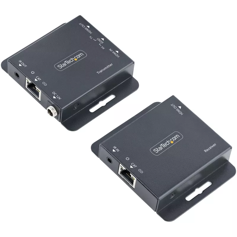 StarTech.com Przedłużacz HDMI 4K przez kabel Ethernet CAT6/CAT5, Przedłużacz wideo 4K 30 Hz lub 1080p 60 Hz, HDMI przez kabel Ethernet, Zestaw nadajnika i odbiornika HDMI, Pilot IR