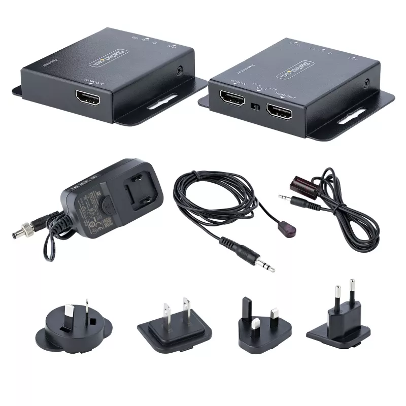 StarTech.com Przedłużacz HDMI 4K przez kabel Ethernet CAT6/CAT5, Przedłużacz wideo 4K 30 Hz lub 1080p 60 Hz, HDMI przez kabel Ethernet, Zestaw nadajnika i odbiornika HDMI, Pilot IR