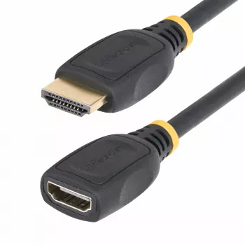 StarTech.com Kabel przedłużający HDMI 2.0 18 cali (0,5 m), High Speed, oszczędzający port HDMI, 4K 60 Hz, męski na żeński, przedłużacz HDMI, M/F