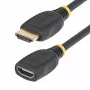 StarTech.com Kabel przedłużający HDMI 2.0 3.3ft (1m), High Speed HDMI kabel oszczędzający port, 4K 60Hz, HDMI męski na żeński adapter przedłużający, kabel przedłużający HDMI, M/F