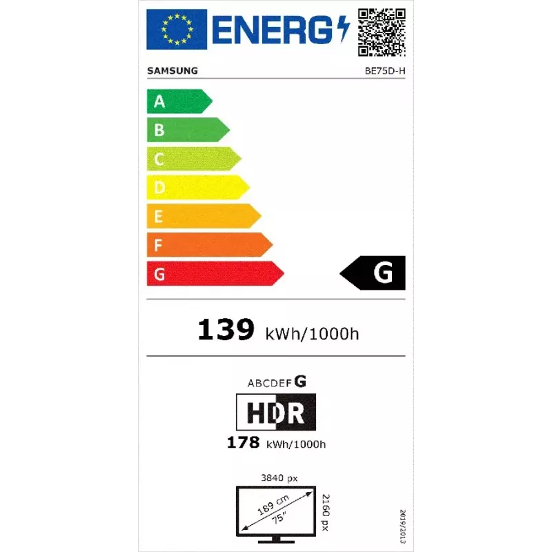 Samsung BE75D-H Cyfrowy płaski panel reklamowy 190,5 cm (75 cali) LED Wi-Fi 4K Ultra HD Czarny Tizen 16/7