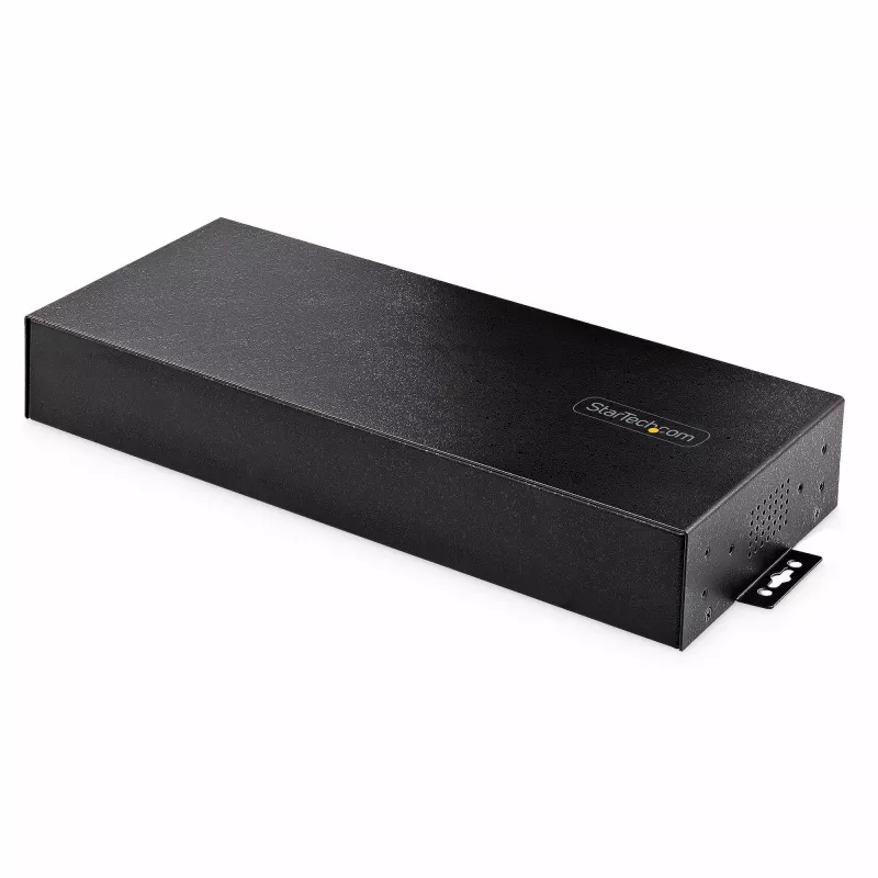 StarTech.com 16-portowy przemysłowy hub USB 5 Gb/s z zasilaczem, metalowa obudowa, możliwość montażu, ochrona ESD, zasilanie przez listwę zaciskową, ładowanie USB, przełącznik między dwoma hostami – TAA