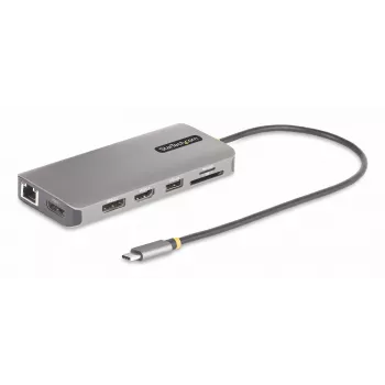 StarTech.com USB-C Triple-Monitor Multiport Adapter, Dual 4K 60Hz + 4K 30Hz HDMI & DisplayPort, 4-Port USB Hub, 100W PD Pass-Through, GbE, SD/MicroSD Card Readers