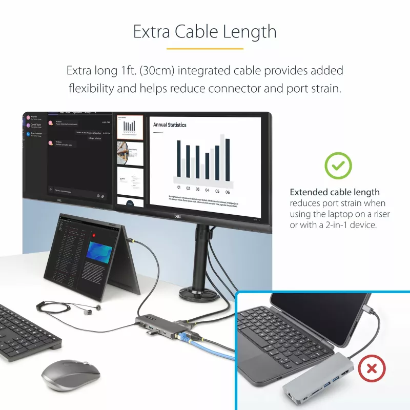 StarTech.com USB-C Triple-Monitor Multiport Adapter, Dual 4K 60Hz + 4K 30Hz HDMI & DisplayPort, 4-Port USB Hub, 100W PD Pass-Through, GbE, SD/MicroSD Card Readers