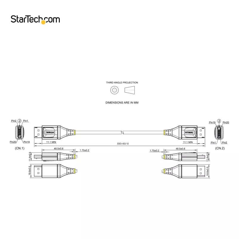 StarTech.com Kabel DisplayPort 1.4 0,3 m – 8K 60 Hz HDR10 – Wideo Ultra HD 4K 120 Hz – Kabel/przewód DP 1.4 – Do monitorów/wyświetlaczy – Kabel DisplayPort–DisplayPort – M/M