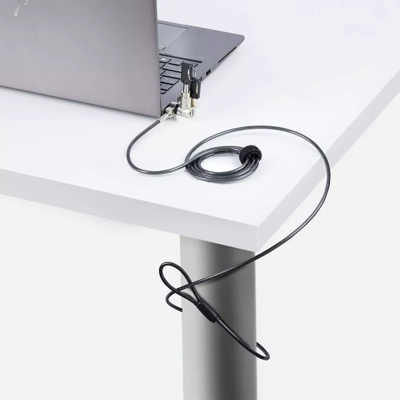StarTech.com 3-w-1 uniwersalna linka blokująca do laptopa 6,6 stóp (2 m), linka zamykana na klucz systemem Master Key, zabezpieczenie komputera, kompatybilna z Noble Wedge®/Nano/K-Slot; antykradzieżowa linka odporna na przecięcie
