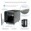 StarTech.com 4-słupkowa szafa rack 12U do serwerów, zamykana 19-calowa szafa do przechowywania danych dla sprzętu komputerowego / AV / IT, szafa sieciowa do biura / domu z kółkami i regulowanymi szynami montażowymi