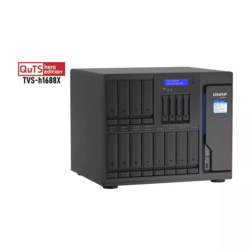 QNAP TVS-h1688X NAS Tower Intel® Xeon® W-1250 32 GB DDR4 0 TB QuTS hero Czarny