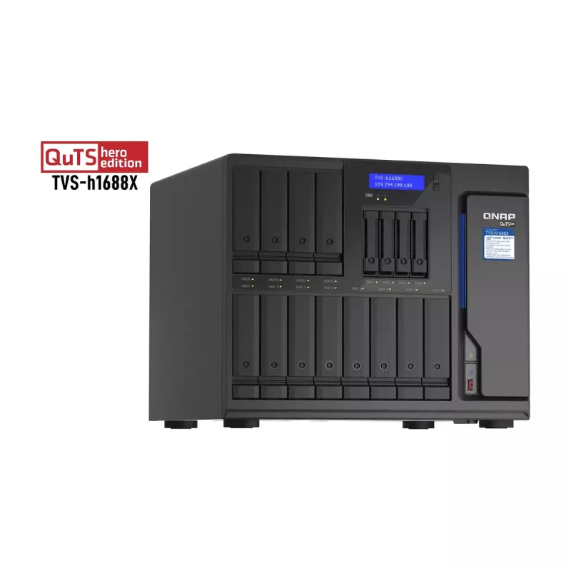 QNAP TVS-h1688X NAS Tower Intel® Xeon® W-1250 32 GB DDR4 0 TB QuTS hero Czarny