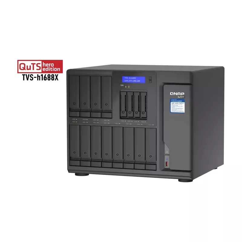 QNAP TVS-h1688X NAS Tower Intel® Xeon® W-1250 32 GB DDR4 0 TB QuTS hero Czarny