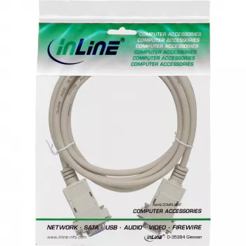 InLine kabel null modem DB9 żeński / żeński, montowany, szary, 2m