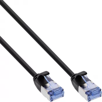 InLine cienki okrągły kabel krosowy U/FTP kat. 6A czarny 0,5 m