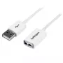 StarTech.com 1m Biały Przedłużacz USB 2.0 A na A - M/Ż, 1 m, USB A, USB A, USB 2.0, 0,48 Gbit/s, Biały