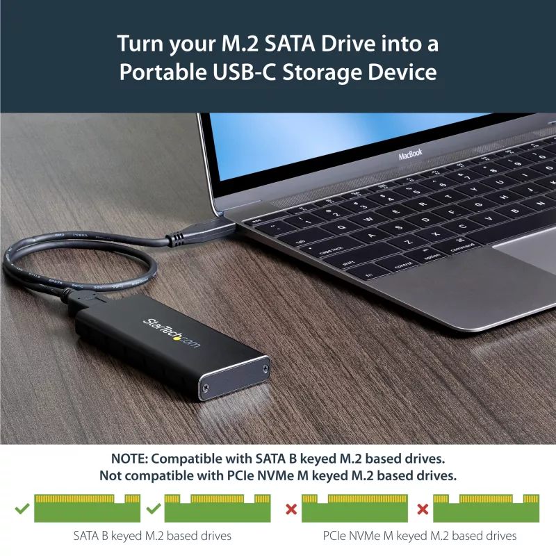 Obudowa na dysk SSD M.2 StarTech.com do dysków M.2 SATA – USB 3.1 (10 Gb/s) z kablem USB-C
