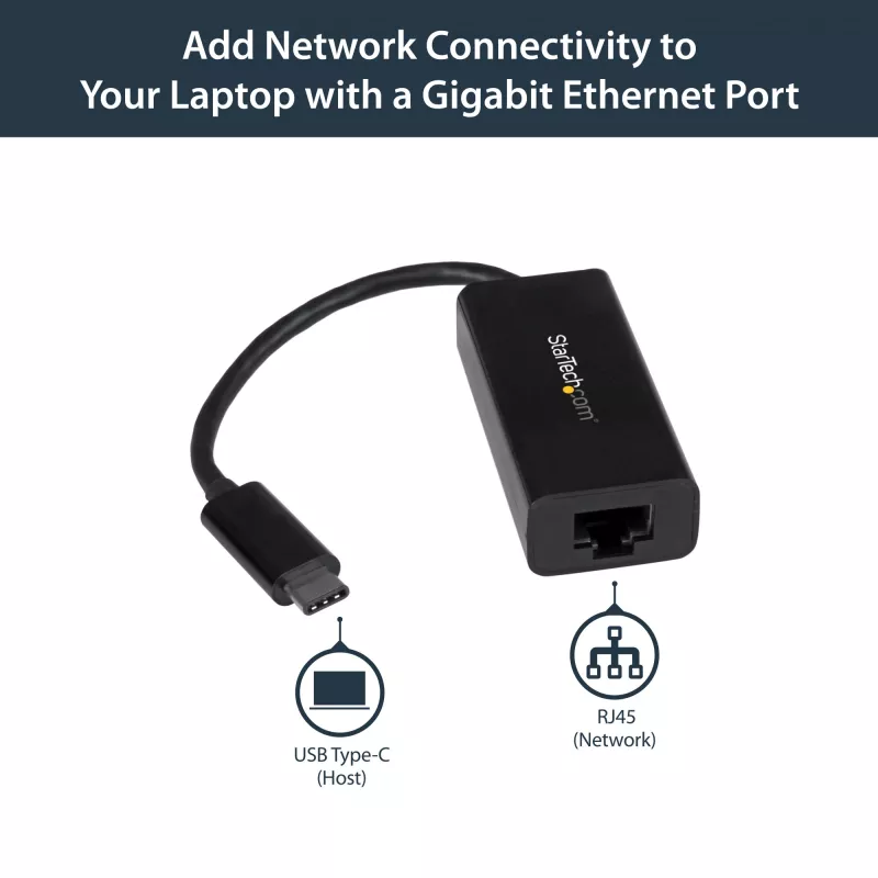 StarTech.com Adapter USB-C na Gigabit Ethernet - Czarny